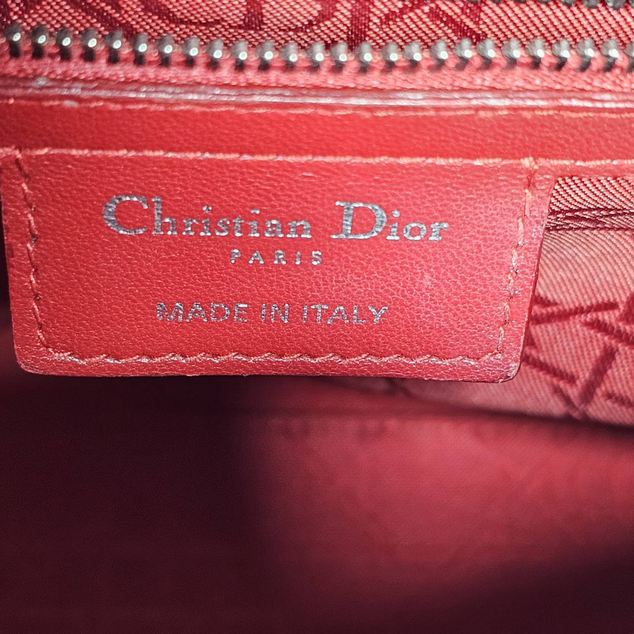 CHRISTIAN DIOR(クリスチャン ディオール)レディーディオール 2WAYハンドバック ゴールド金具 レッド スト付き