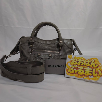 BALENCIAGA(バレンシアガ） ミニシティ クラシックシティバック ２wayバック  グレー スト付き