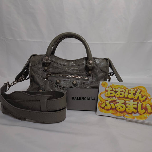 BALENCIAGA(バレンシアガ） ミニシティ クラシックシティバック ２wayバック  グレー スト付き