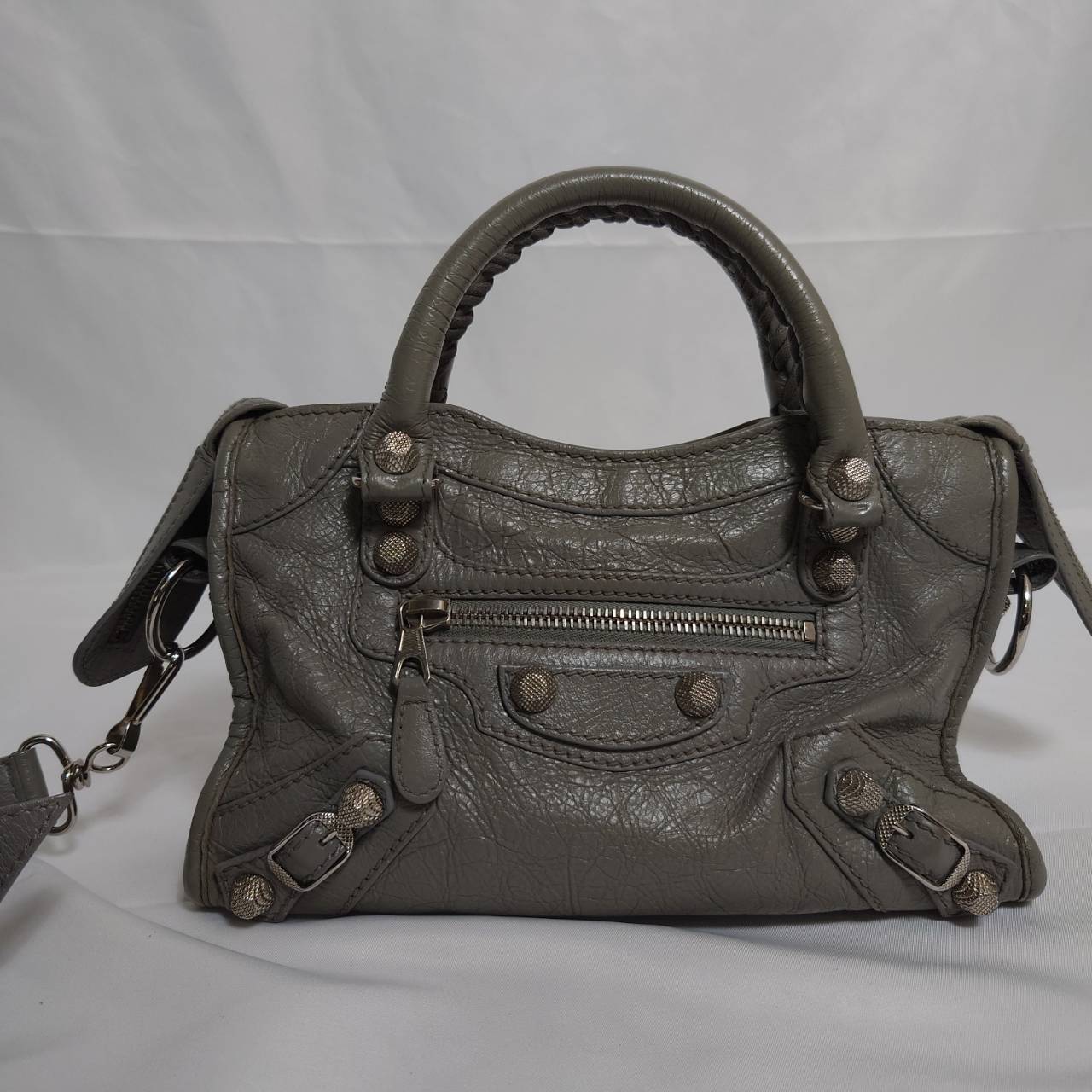 BALENCIAGA(バレンシアガ） ミニシティ クラシックシティバック ２wayバック  グレー スト付き