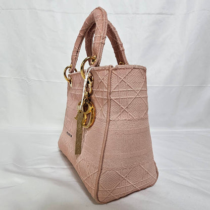 CHRISTIAN DIOR（クリスチャン ディオール）レディーディオール ピンク ２WAYハンドバック ゴールド金具  スト付き