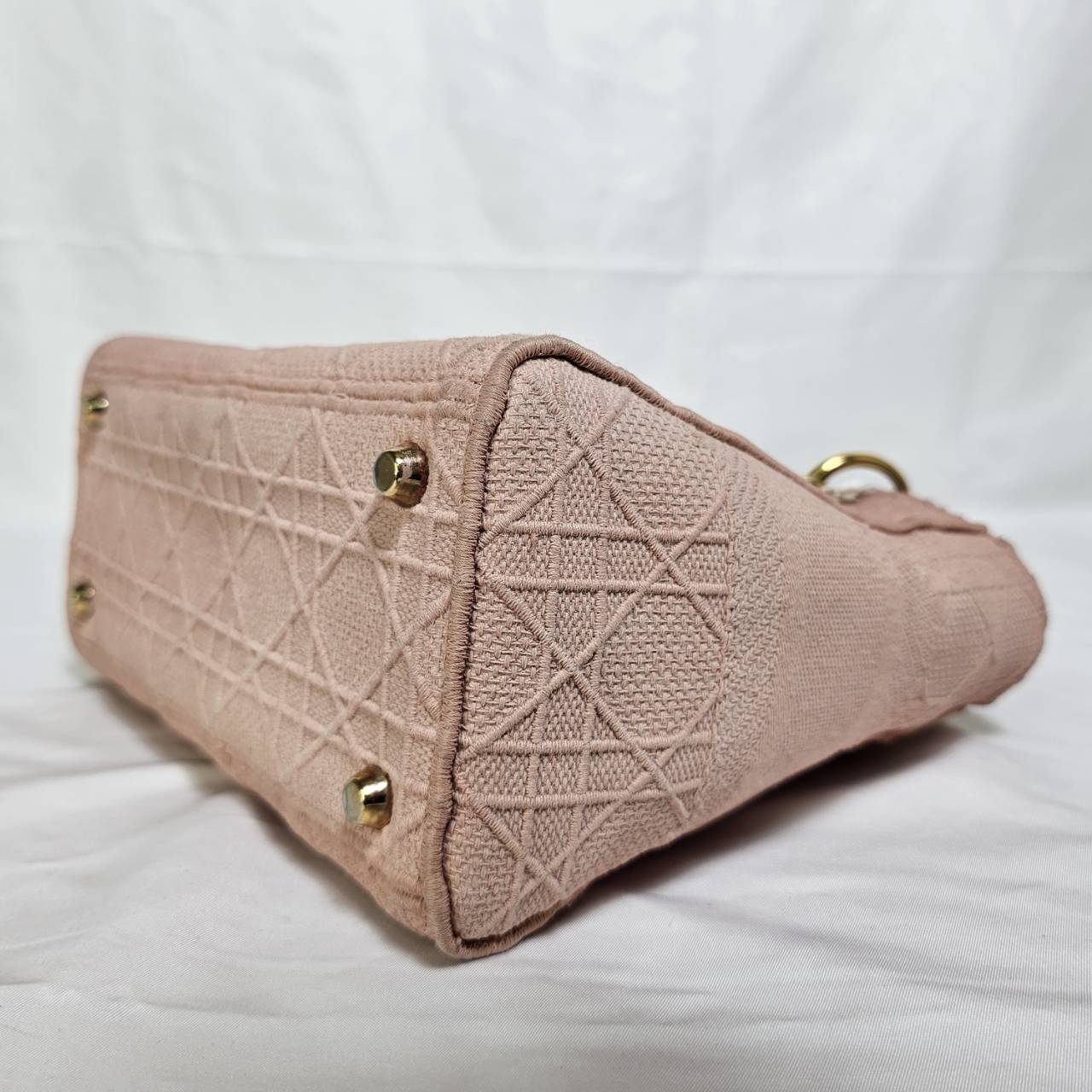 CHRISTIAN DIOR（クリスチャン ディオール）レディーディオール ピンク ２WAYハンドバック ゴールド金具  スト付き