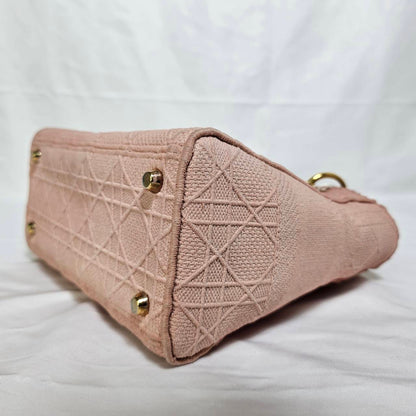 CHRISTIAN DIOR（クリスチャン ディオール）レディーディオール ピンク ２WAYハンドバック ゴールド金具  スト付き