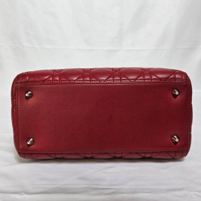 CHRISTIAN DIOR（クリスチャン ディオール）レディーディオール  ２WAYハンドバック ゴールド金具  レッド スト付き