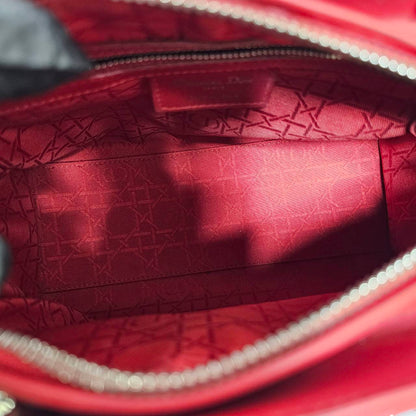 CHRISTIAN DIOR（クリスチャン ディオール）レディーディオール  ２WAYハンドバック ゴールド金具  レッド スト付き
