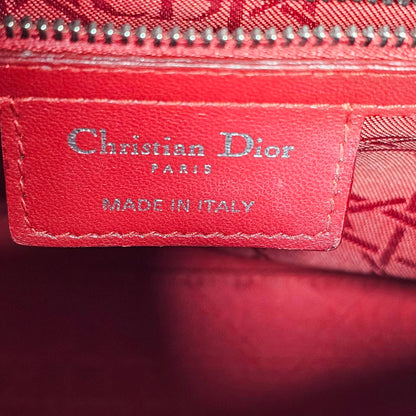 CHRISTIAN DIOR（クリスチャン ディオール）レディーディオール  ２WAYハンドバック ゴールド金具  レッド スト付き