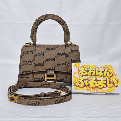 BALENCIAGA(バレンシアガ） アワーグラス スモールBB モノグラム カーフ ハンドバック ストラップ付