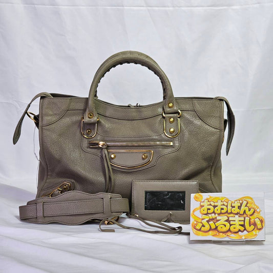 BALENCIAGA(バレンシアガ） スモール クラシックメタルエッジシティバック ２wayバック グレー ストミラー付き