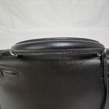 HERMES(エルメス） ケリー28 シルバー金具  🔲I （2005年）ハンドバック ブラック トゴ スト付き 鍵 カデナ クロシェット付き