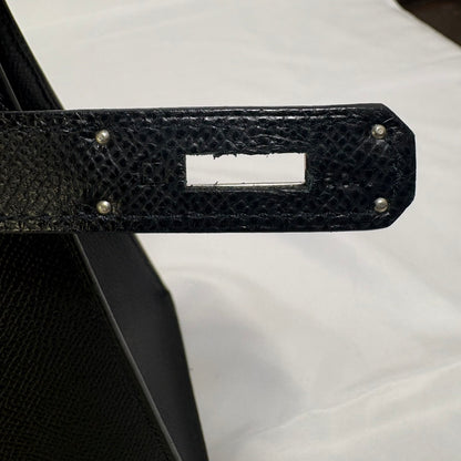 HERMES(エルメス） ケリー28 シルバー金具  🔲I （2005年）ハンドバック ブラック トゴ スト付き 鍵 カデナ クロシェット付き