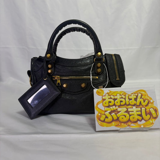 BALENCIAGA(バレンシアガ） ミニシティ クラシックシティバック ２wayバック  グレーブラック ストミラー付き